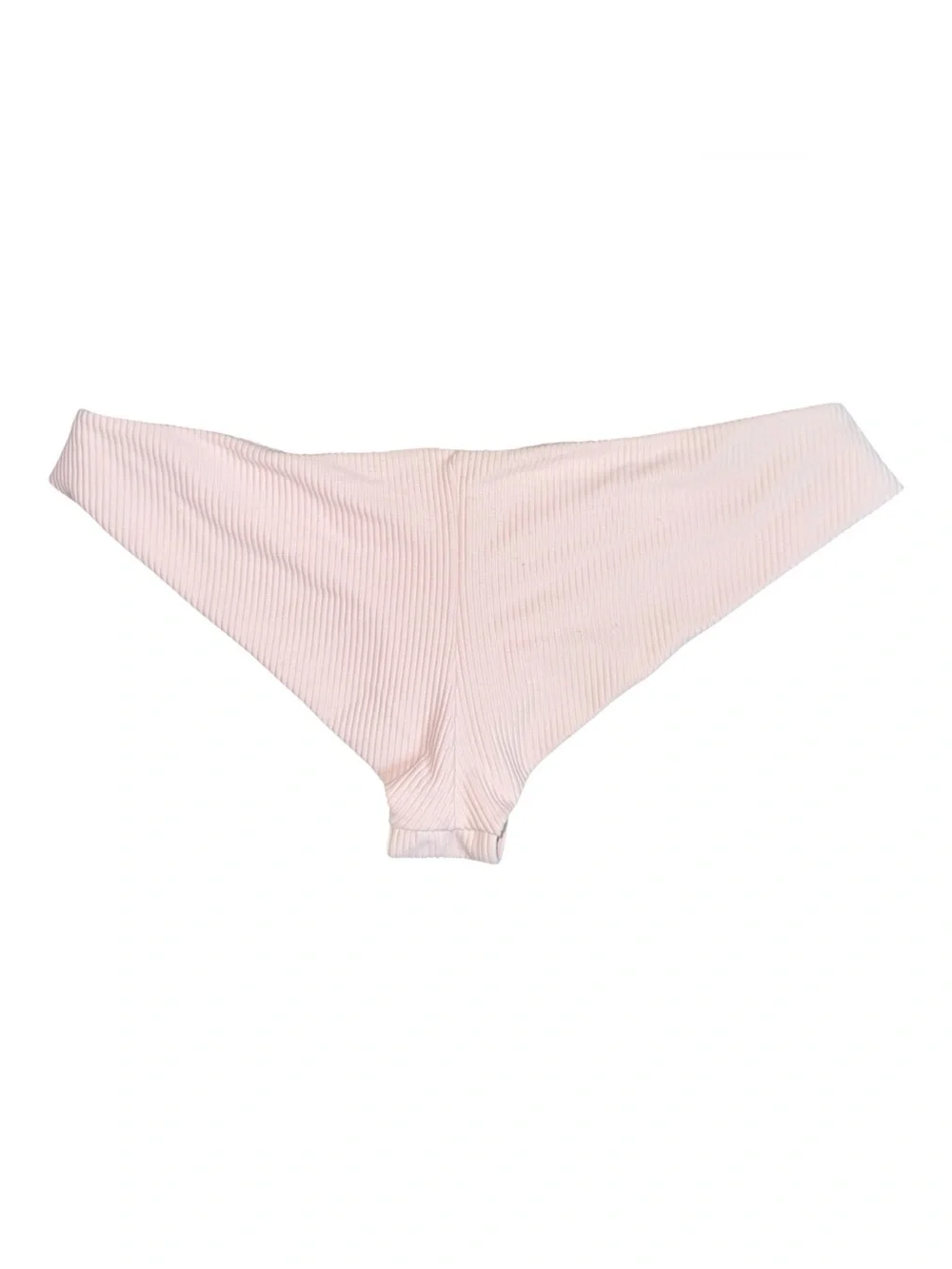 Frankie’s bikinis Light Pink Ribbed Cheeky Low-Rise Bikini Bottoms Swimwear MED